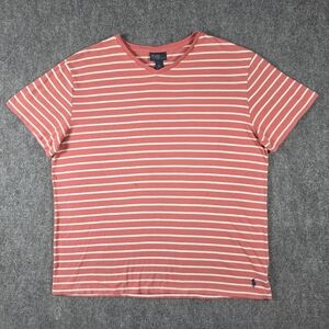 Polo Ralph Lauren XL Salmon White Striped V-Neck Shirt Tee